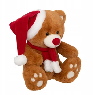 Maskotka miś z czapką Świętego Mikołaja, 34 cm - Maskotki i pluszaki - miniaturka - grafika 1