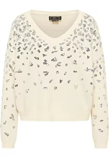 aleva Damski sweter z dzianiny 11019451-AL04, wełniany biały srebrny, XL/XXL, Wełna biała, srebrna, XL-XXL - Swetry damskie - miniaturka - grafika 1