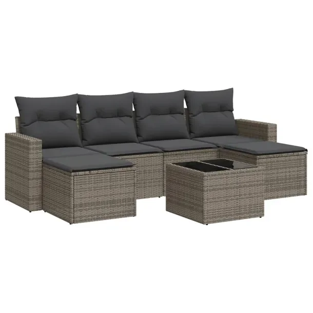 Zestaw mebli ogrodowych szary rattan PE, wymiary: 65,5 x 62 x 69 cm