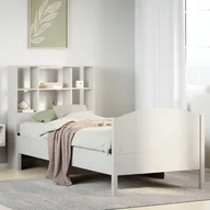 Łóżka dla dzieci i młodzieży - vidaXL Łóżko z regałem, bez materaca, białe, 90x200 cm, sosnowe - miniaturka - grafika 1