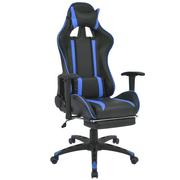 Fotele i krzesła biurowe - vidaXL Regulowane krzesło biurowe z podnóżkiem, niebieskie vidaXL - miniaturka - grafika 1
