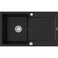 Zlewozmywaki - Mexen Bruno zlewozmywak granitowy 1-komorowy z ociekaczem 900 x 500 mm, czarny/srebrny metalik- 6513791010-73 - miniaturka - grafika 1