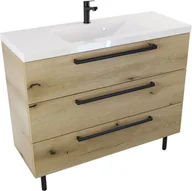 Szafki łazienkowe - Szafka z umywalką ATHOS stojąca 100 cm - Uchwyt Czarny Mat - miniaturka - grafika 1