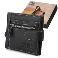 Portfele - Wild Portfel męski skórzany mały cienki slim Horse czarny RFiD P88 - miniaturka - grafika 1