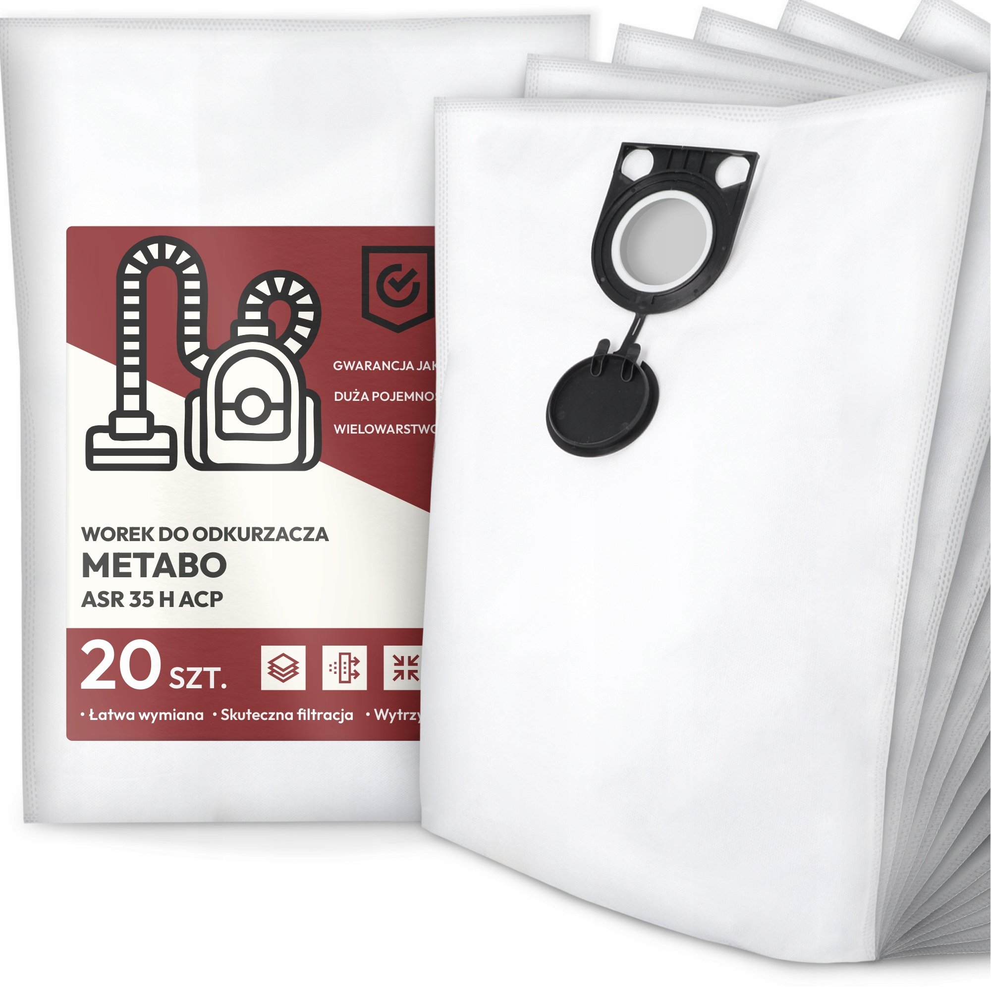20x Worek do Odkurzacza Metabo Asr 35 H Acp Syntetyczny Pojemny Mocny G9