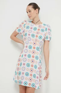 Desigual sukienka kolor biały mini rozkloszowana - Sukienki - miniaturka - grafika 1