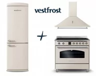 Zestawy AGD - VestFrost Linia Beżowa - zestaw retro : kuchnia z płytą indukcyjną + okap + lodówka - miniaturka - grafika 1