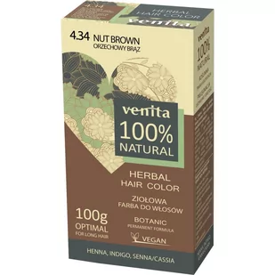 Venita Herbal Hair Color ziołowa farba do włosów 4.34 Orzechowy Brąz 100g - Farby do włosów i szampony koloryzujące - miniaturka - grafika 1