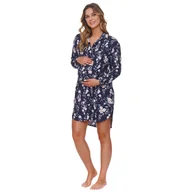 Bielizna nocna - Bambusowa granatowa rozpinana koszula w drobne kwiatuszki Doctor Nap -M - miniaturka - grafika 1