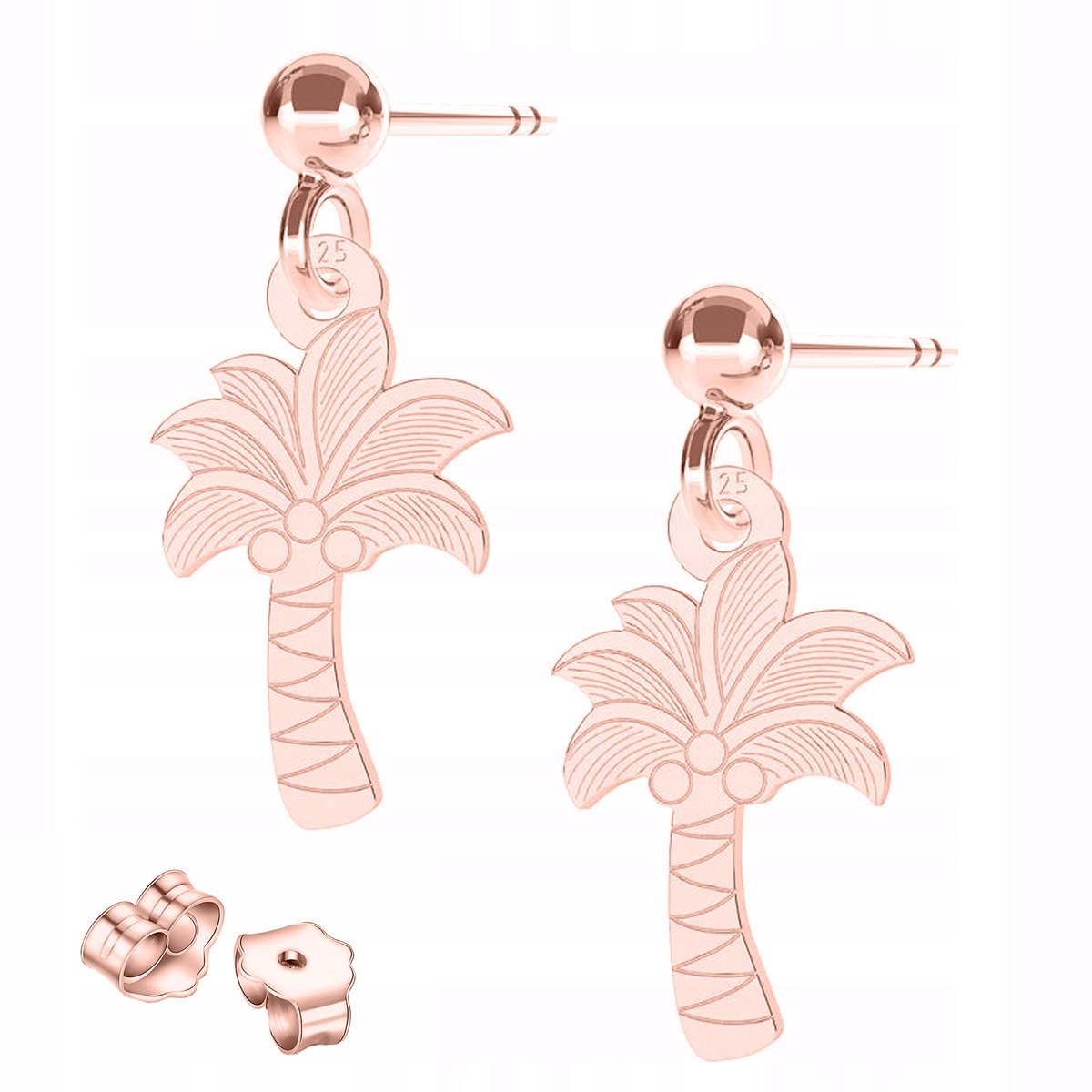 Kolczyki Pozłacane Palmy Drzewa Tree Blaszka z Palmą Drzewka SREBRO 925