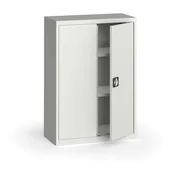 Szafy biurowe - KOVONA Szafa metalowa, 1150 x 800 x 400 mm, 2 półki, szara/szara C37880.2.09.24B2B - miniaturka - grafika 1