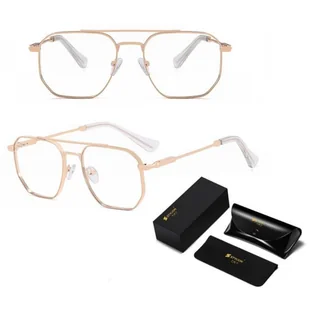 Okulary pilotki zerówki do komputera BLUE LIGHT z flexami 25140A złote - Okulary korekcyjne, oprawki, szkła - miniaturka - grafika 1