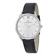 Paski - Pierre Cardin Zegarek analogowy unisex Pigalle plissée ze skórzanym paskiem, Czarny/biały/srebrny, Pasek - miniaturka - grafika 1