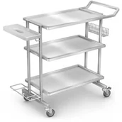 Meble i wyposażenie gabinetów medycznych - D-01/A1.KO zabiegowy wózek oddziałowy ze stali kwasoodpornej z tacami - miniaturka - grafika 1