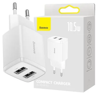 Ładowarka sieciowa BASEUS Compact 10.5W Biały - Ładowarki do telefonów - miniaturka - grafika 1