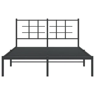 Metalowa rama łóżka z wezgłowiem, czarna, 135x190 cm Lumarko! - Inne meble do sypialni - miniaturka - grafika 6