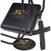 Łańcuszki - CZARNY ŁAŃCUSZEK Z KRZYŻYKIEM CZARNA STAL CHIRURGICZNA 316L 60 cm ORYGINAŁ - miniaturka - grafika 1