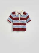 Bluzki damskie - Reserved - Dzianinowa bluzka polo - wielobarwny - miniaturka - grafika 1