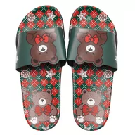 Klapki i japonki damskie - Klapki Damskie Z Misiem Basenowe Zielone Gumowe Ogrodowe Domowe Piankowe Wygodne 40/41 - miniaturka - grafika 1