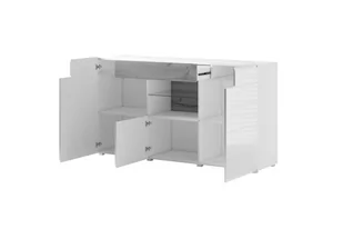 Komoda trzydrzwiowa z szufladą i szklaną półką Toledo 26 - biały połysk - Komody - miniaturka - grafika 5