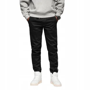 Modne jeansowe joggery męskie wygodne czarne Ombre OM-PADJ-0156 V2 roz. XL - Spodnie męskie - miniaturka - grafika 1