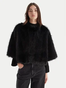 KAOS Futro RI1NT073 Czarny Regular Fit - Płaszcze damskie - miniaturka - grafika 1