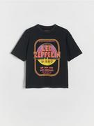 Reserved - T-shirt oversize Led Zeppelin - kremowy