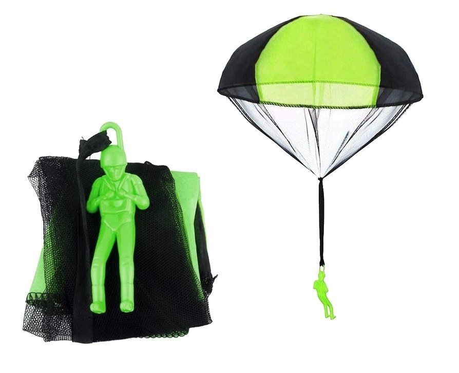ZIELONY ŻOŁNIERZ SPADOCHRONIARZ Spadochron Duży Figurka Zabawki dla Dzieci