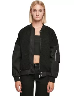 Urban Classics Damska kurtka oversized Sherpa Mixed Bomber Jacket, damska kurtka oversize w typowym stylu bomberki, dostępna w dwóch kolorach, rozmiarach XS-5XL, czarny, XXL - Kurtki damskie - miniaturka - grafika 1
