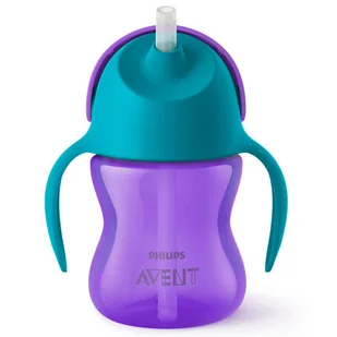 Avent, kubek ze słomką i uchwytami, fioletowy, SCF796/02, od 9 miesiąca, 200 ml - Kubki dla dzieci - miniaturka - grafika 1