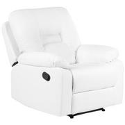 Fotele - Beliani Fotel skóra ekologiczna biały rozkładany BERGEN - miniaturka - grafika 1