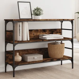 vidaXL Stolik konsolowy, przydymiony dąb, 100x32x75 cm - Konsole i sekretarzyki - miniaturka - grafika 1