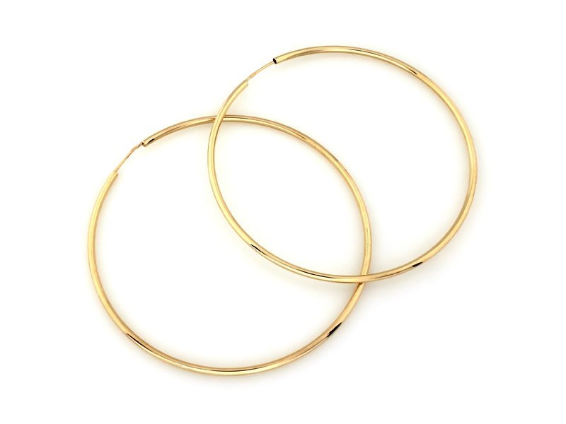 Kolczyki z żółtego złota próby 585 eleganckie duże koła 58 mm na szarnir dla kobiet