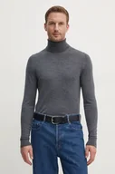 Swetry męskie - Calvin Klein sweter wełniany męski kolor szary lekki z golferm - miniaturka - grafika 1