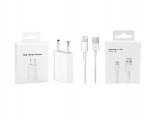 Ładowarka + Kabel USB do Ładowania IPhona 5W/1m USB-A 5V Kostka do Zegarka - Ładowarki do telefonów Ładowarka + Kabel USB do Ładowania IPhona 5W/1m USB-A 5V Kostka do Zegarka - Ładowarki do telefonów - miniaturka - grafika 1