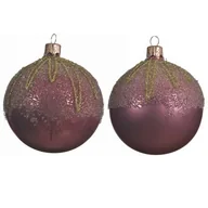 Bombki - Bombka szklana dekorowana mat/połysk różowa 8 cm - miniaturka - grafika 1