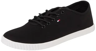 TOMMY HILFIGER Damskie płócienne sznurowane tenisówki Low Top, czarny (czarny), 3,5 UK, Czarny, 36 EU - Koszulki i topy damskie - miniaturka - grafika 1