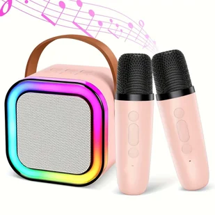 ZS55A Zestaw karaoke bluetooth głośnik + 2x mikrofon różowy - Głośniki przenośne - miniaturka - grafika 1