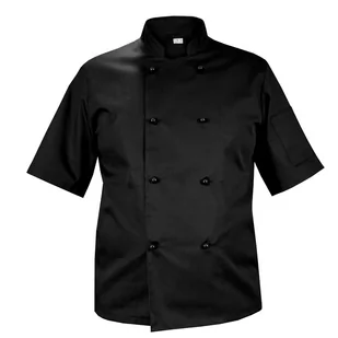 Bluza kucharska czarna kitel rękaw krótki czarne guziki 3XL - Fartuchy i rękawice kuchenne - miniaturka - grafika 1