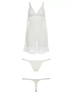 Emporio Armani Damski Baby Doll + stringi Christmas Lace Babydoll bielizna, Pale Cream, L - Majtki damskie - miniaturka - grafika 1