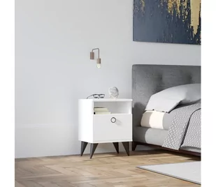 Szafka nocna BARLO 50x40 cm biała - Szafki nocne Szafka nocna BARLO 50x40 cm biała - Szafki nocne - miniaturka - grafika 1
