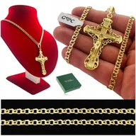 Biżuteria dla dzieci - ZŁOTY ŁAŃCUSZEK GARIBALDI + DUŻY KRZYŻYK, SREBRO 925, ZESTAW PREZENTOWY - miniaturka - grafika 1