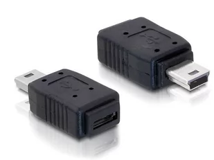 Delock Adapter USB MINI(M)->USB MIKRO(F)+NIKIEL 65155 - Adaptery i przejściówki - miniaturka - grafika 1