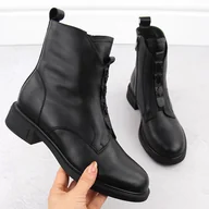 Botki damskie - Skórzane botki damskie czarne D&A S.Barski Premium Collection CR42-080 - miniaturka - grafika 1