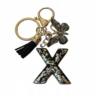 Brelok z literą X - elegancki czarny design z motylem - Breloki - miniaturka - grafika 1