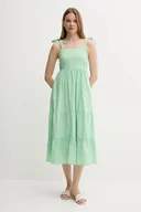 Sukienki - Pepe Jeans sukienka kolor zielony midi rozkloszowana PL953749 - miniaturka - grafika 1