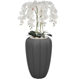 Storczyk sztuczny biały w donicy bukiet kwiaty H 112 cm donica Antracytowa - Sztuczne kwiaty - miniaturka - grafika 1