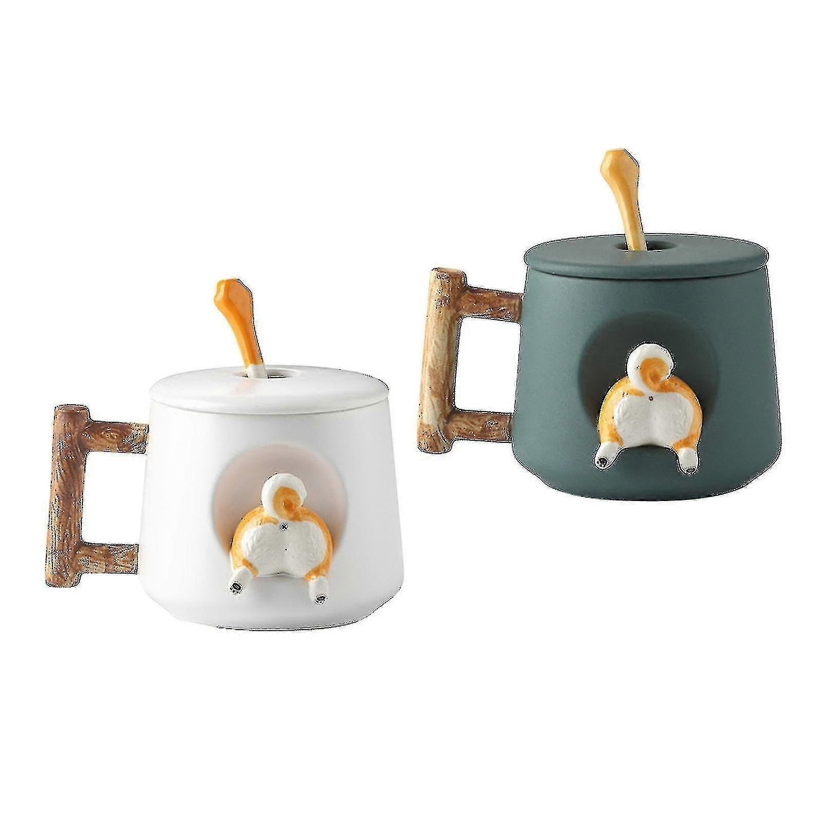 Prezent walentynkowy 500ml Śliczny kubek ceramiczny z kreskówką Corgi Butt Naparz mleko Herbata Filiżanka do kawy na ozdoby świąteczne Prezenty-Yva...