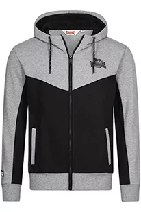 Lonsdale Męska bluza z kapturem z zamkiem błyskawicznym, normalny krój, FRANKFIELD, Marl Grey/Black, L - Bluzy męskie - miniaturka - grafika 1