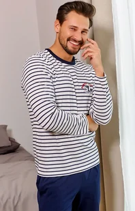 Doctor Nap bawełniana piżama męska PMB.7115, Kolor granatowy-wzór, Rozmiar S, Doctor Nap - Intymna - Piżamy męskie - miniaturka - grafika 1
